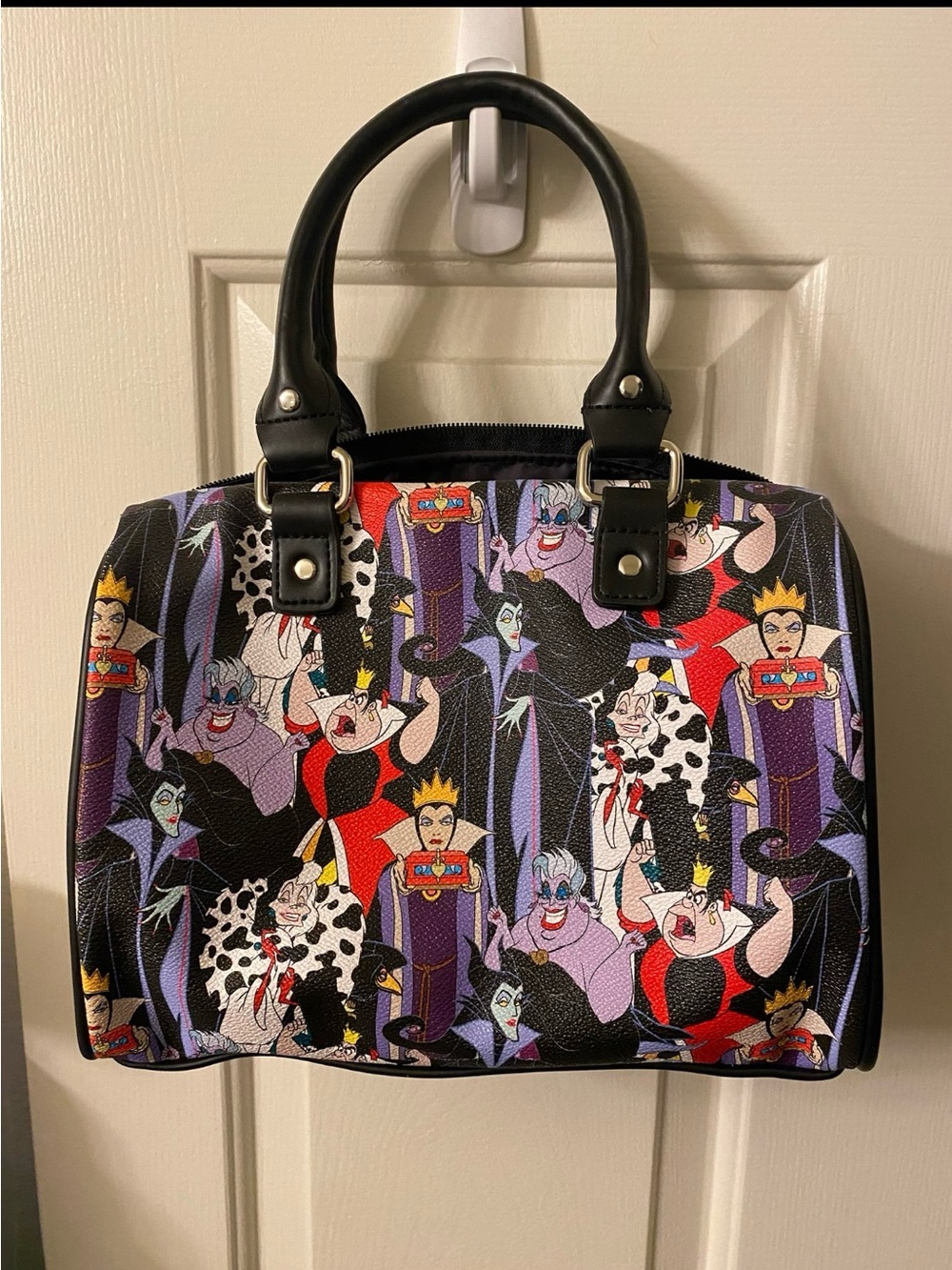 Disney Loungefly Villains Pattern Black Shoulder Bag with Cartoon Disney Designs